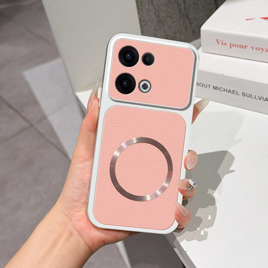 For OPPO Reno13 Global Lambskin Series Magnetic Skin Feel Phone Case(Pink)