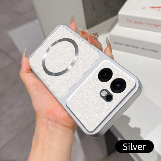 For OPPO Reno13 F 4G /  5G Lambskin Series Magnetic Skin Feel Phone Case(Silver)