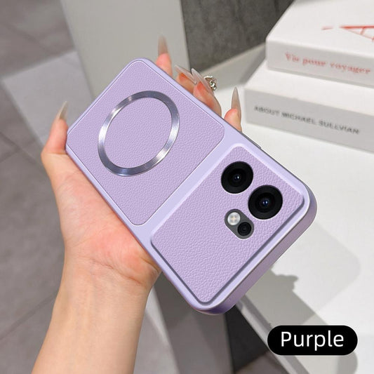 For OPPO Reno13 F 4G /  5G Lambskin Series Magnetic Skin Feel Phone Case(Purple)