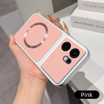 For OPPO Reno13 F 4G /  5G Lambskin Series Magnetic Skin Feel Phone Case(Pink)