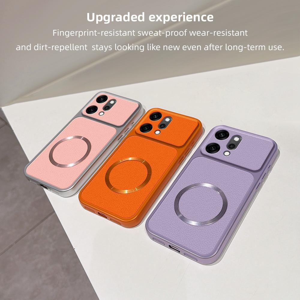 For OPPO Reno14 Pro Global Lambskin Series Magnetic Skin Feel Phone Case(Black)
