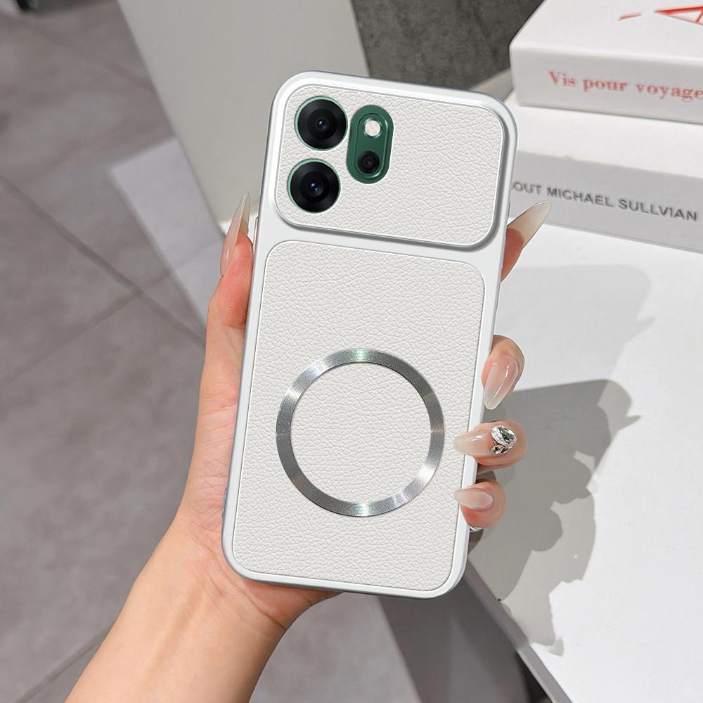 For OPPO Reno14 F 5G Lambskin Series Magnetic Skin Feel Phone Case(Silver)