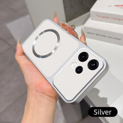 For OPPO Reno15 5G Global Lambskin Series Magnetic Skin Feel Phone Case(Silver)