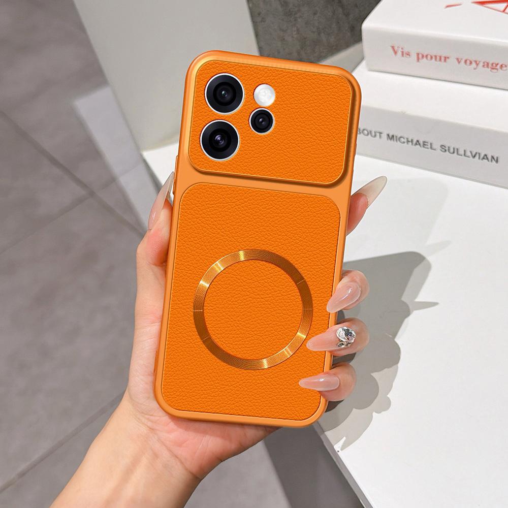 For OPPO Reno15 Pro Max 5G Global Lambskin Series Magnetic Skin Feel Phone Case(Orange)