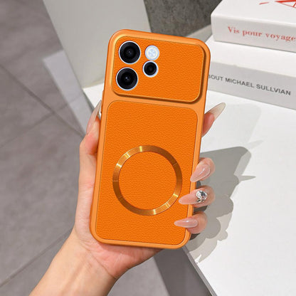 For OPPO Reno15 F 5G Lambskin Series Magnetic Skin Feel Phone Case(Orange)