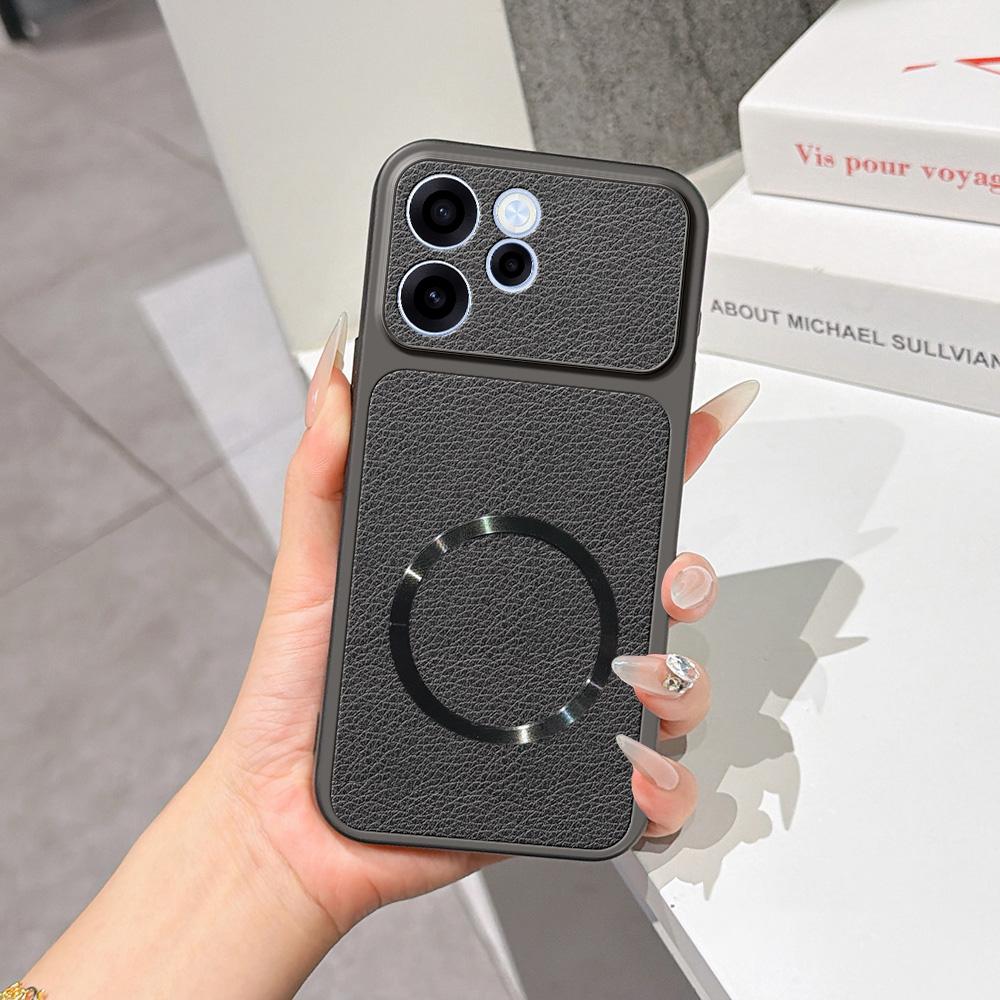For OPPO Reno15 F 5G Lambskin Series Magnetic Skin Feel Phone Case(Black)