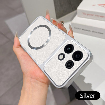 For OPPO Reno16 Pro 5G Global Lambskin Series Magnetic Skin Feel Phone Case(Silver)