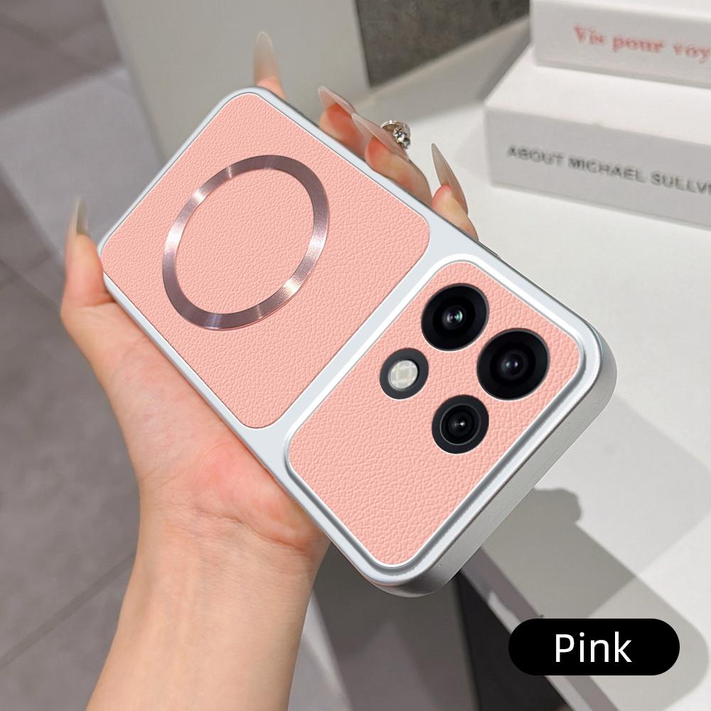 For OPPO Reno16 Pro 5G Global Lambskin Series Magnetic Skin Feel Phone Case(Pink)