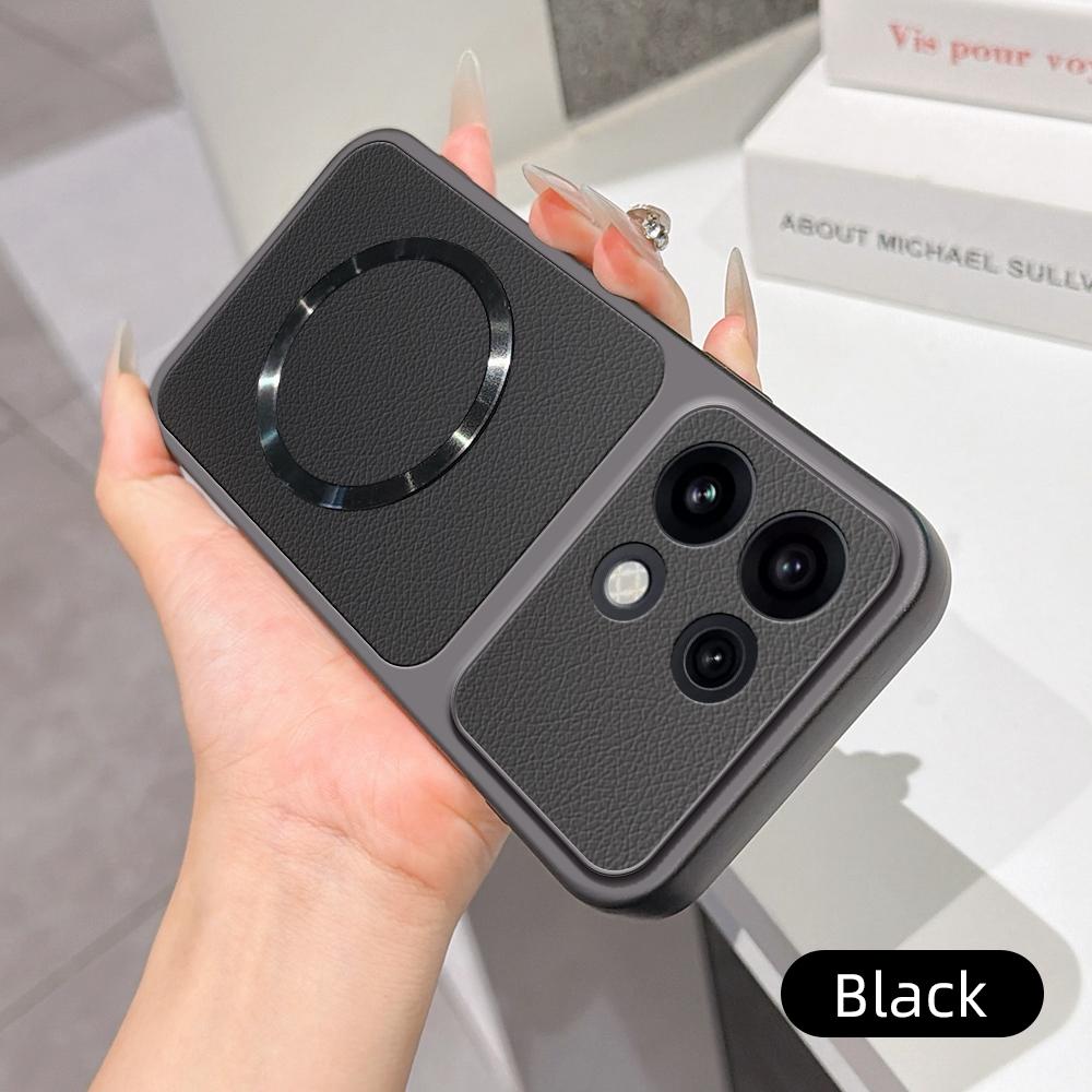 For OPPO Reno16 Pro 5G Global Lambskin Series Magnetic Skin Feel Phone Case(Black)