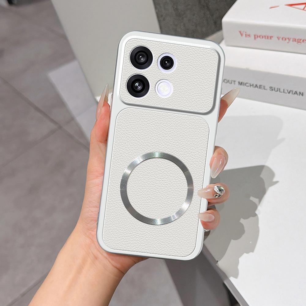 For OPPO Reno16 F 5G Lambskin Series Magnetic Skin Feel Phone Case(Silver)