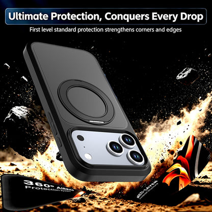 For iPhone 18 Pro Silicone Magnetic Anti-drop Protective Phone Case with 360 Rotating Holder(Black)
