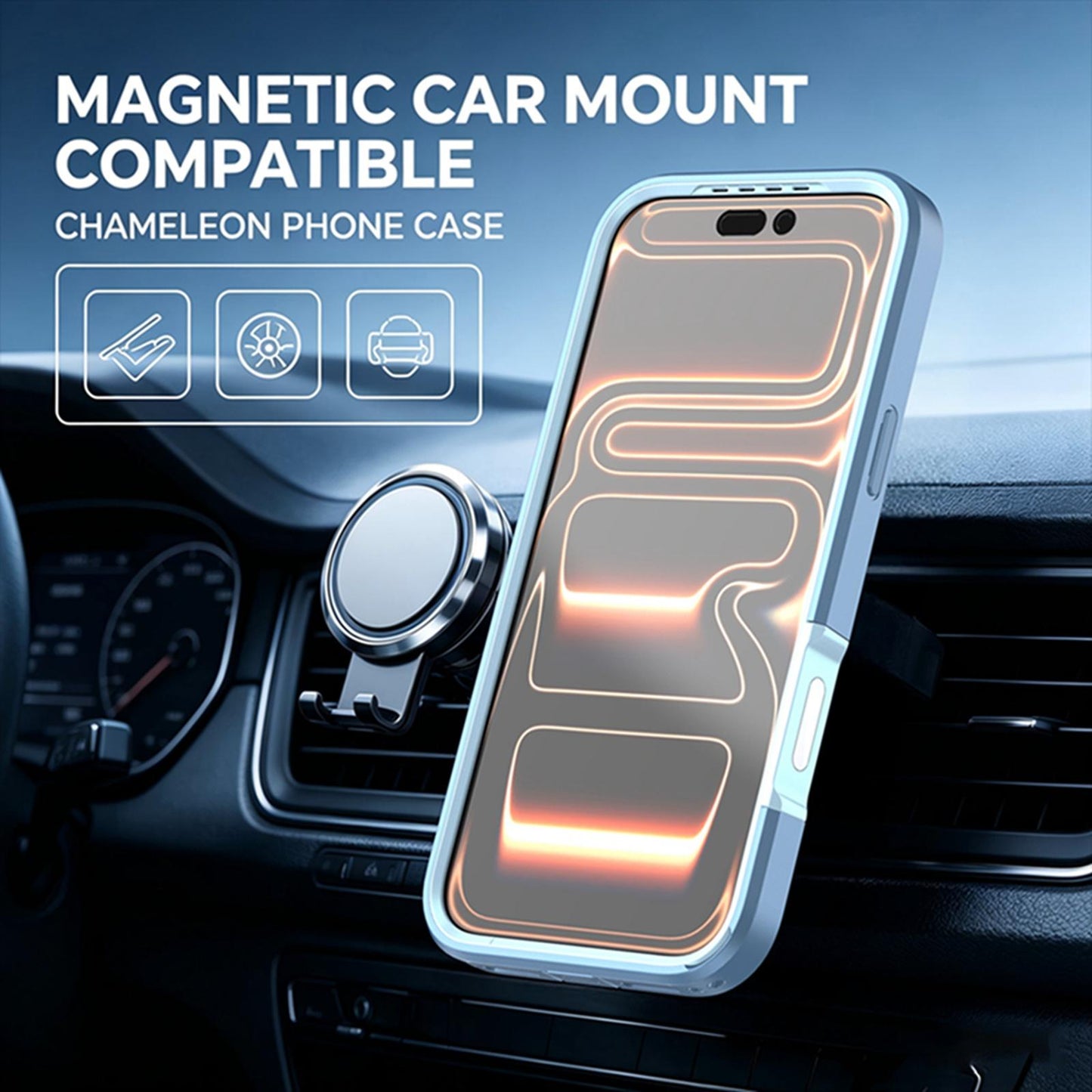 For iPhone 17 Pro Max Silicone Magnetic Anti-drop Protective Phone Case with 360 Rotating Holder(Ice Blue)