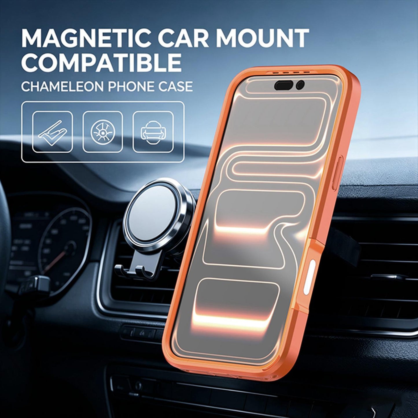 For iPhone 17 Pro Max Silicone Magnetic Anti-drop Protective Phone Case with 360 Rotating Holder(Orange)