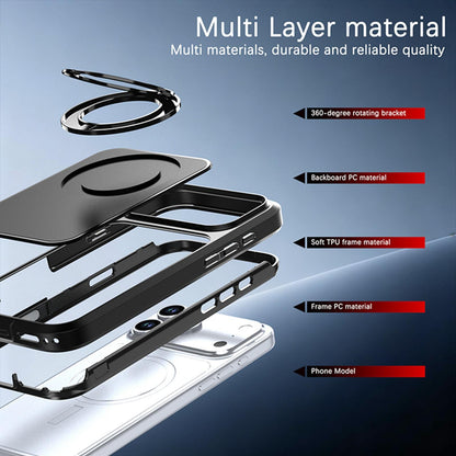 For iPhone 17 Pro Silicone Magnetic Anti-drop Protective Phone Case with 360 Rotating Holder(Black)