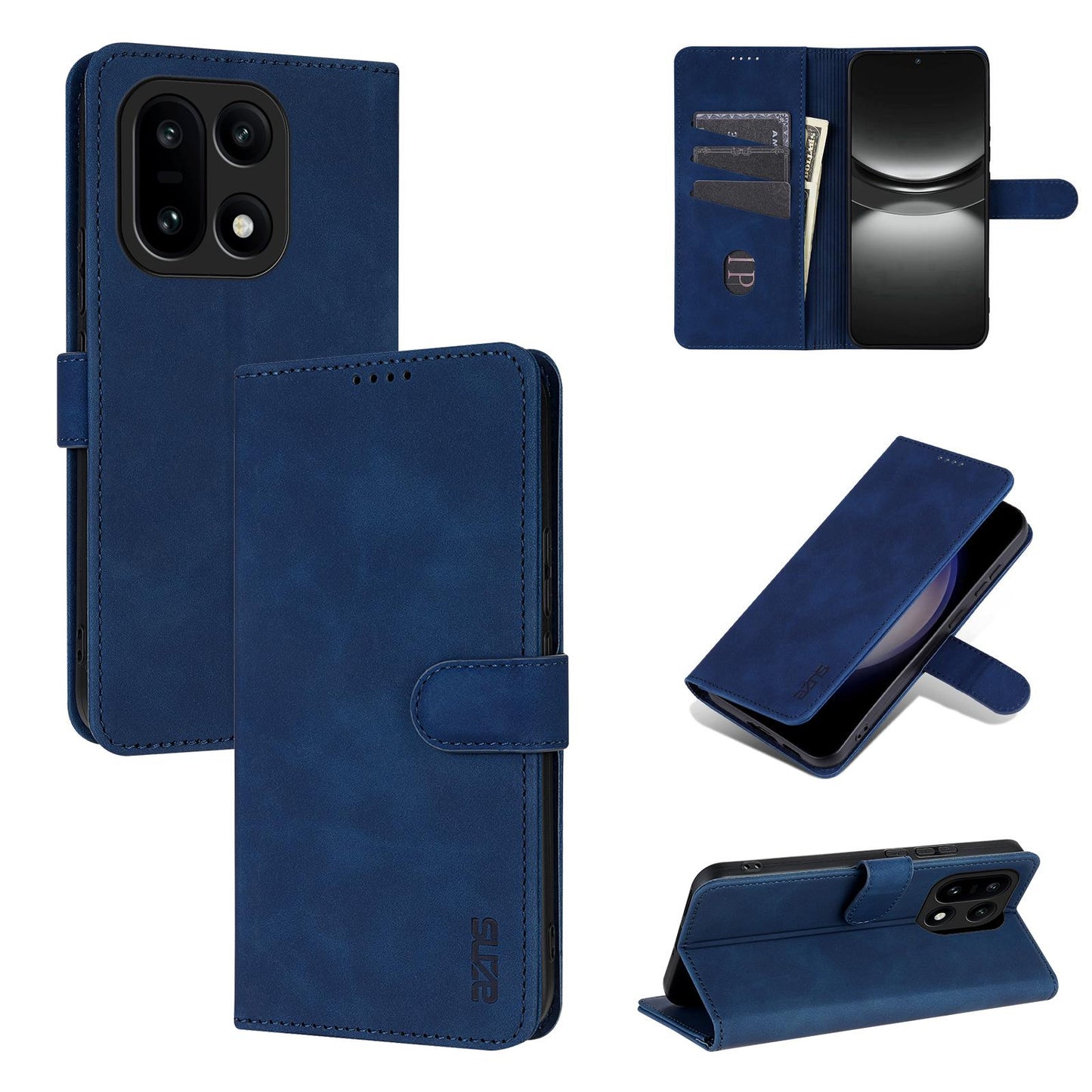 For OnePlus 15 AZNS Skin Feel Calf Texture Flip Leather Phone Case(Blue)
