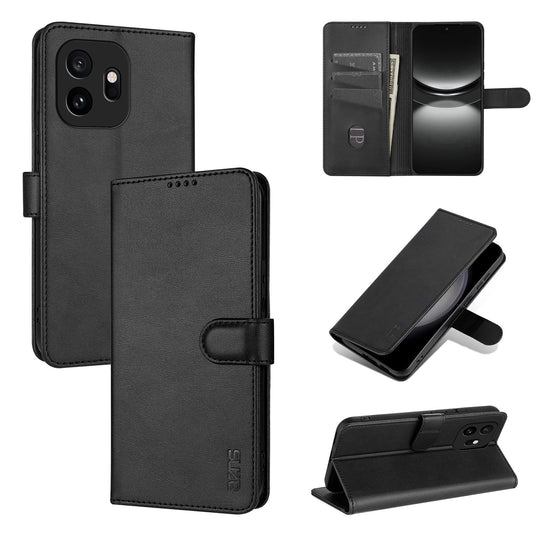 For OnePlus 15T AZNS Skin Feel Calf Texture Flip Leather Phone Case(Black)