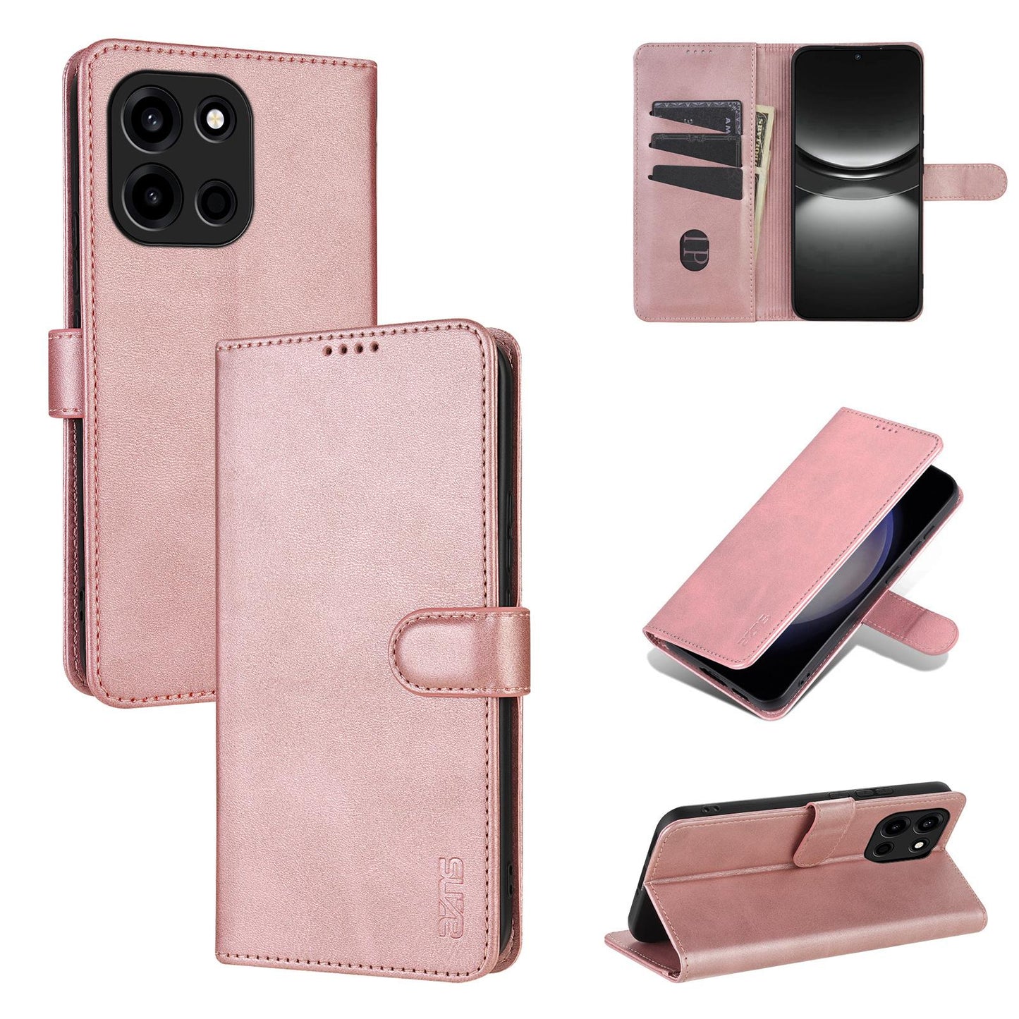 For OnePlus Turbo 6 / Nord 6 5G AZNS Skin Feel Calf Texture Flip Leather Phone Case(Rose Gold)