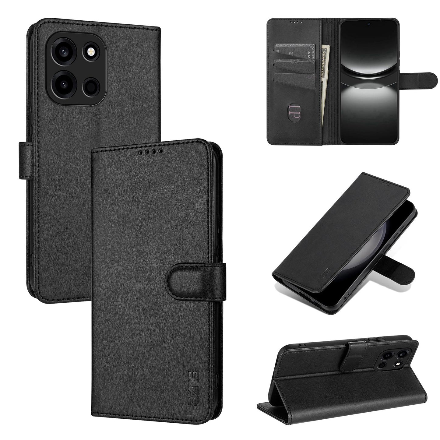 For OnePlus Turbo 6 / Nord 6 5G AZNS Skin Feel Calf Texture Flip Leather Phone Case(Black)