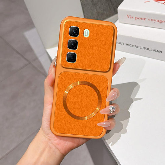 For Infinix Hot 50 5G Lambskin Series Magnetic Skin Feel Phone Case(Orange)