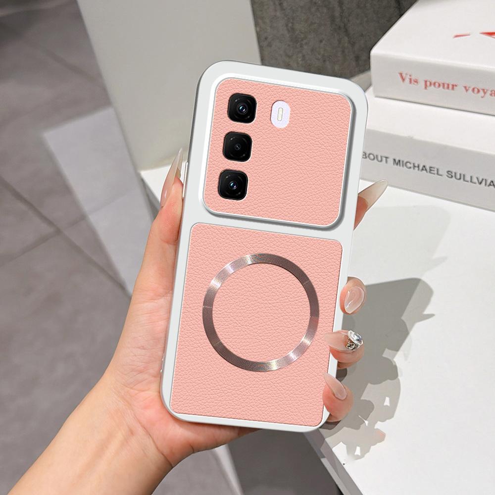 For Infinix Hot 50 Pro+ 4G Lambskin Series Magnetic Skin Feel Phone Case(Pink)