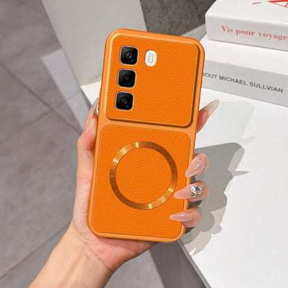 For Infinix Hot 50 4G Lambskin Series Magnetic Skin Feel Phone Case(Orange)