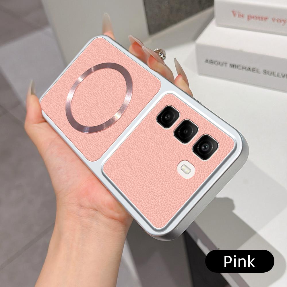 For Infinix Hot 50 4G Lambskin Series Magnetic Skin Feel Phone Case(Pink)