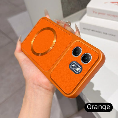 For Infinix Hot 50i 4G Lambskin Series Magnetic Skin Feel Phone Case(Orange)