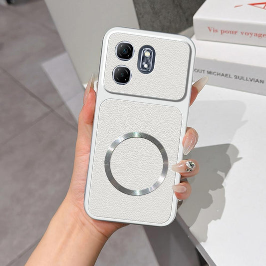 For Infinix Hot 50i 4G Lambskin Series Magnetic Skin Feel Phone Case(Silver)