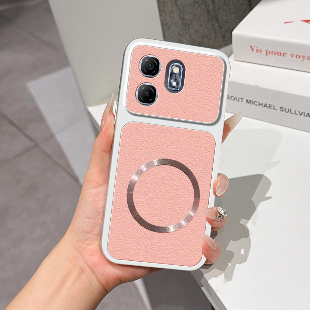 For Infinix Hot 50i 4G Lambskin Series Magnetic Skin Feel Phone Case(Pink)