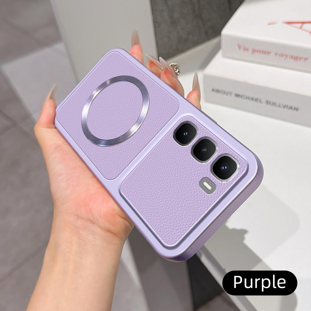 For Infinix Hot 60 Pro 4G Lambskin Series Magnetic Skin Feel Phone Case(Purple)