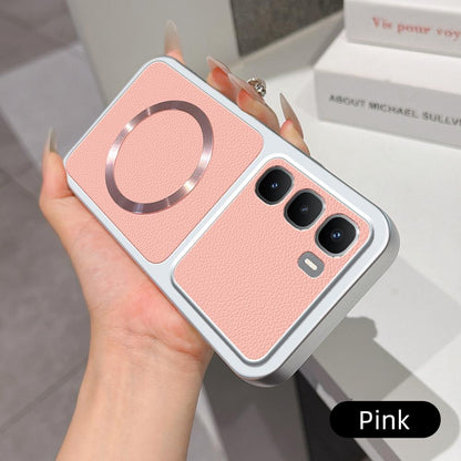 For Infinix Hot 60 Pro 4G Lambskin Series Magnetic Skin Feel Phone Case(Pink)