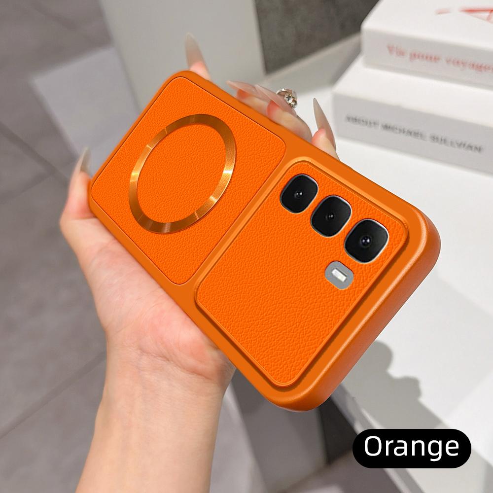 For Infinix Hot 60i 4G Lambskin Series Magnetic Skin Feel Phone Case(Orange)