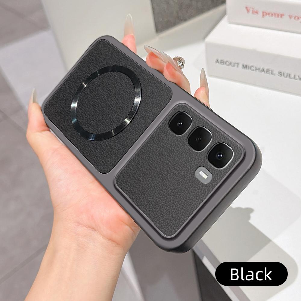 For Infinix Hot 60i 4G Lambskin Series Magnetic Skin Feel Phone Case(Black)