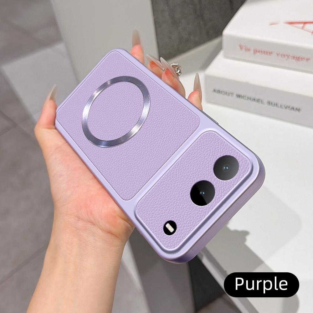 For Infinix Hot 60i 5G Lambskin Series Magnetic Skin Feel Phone Case(Purple)
