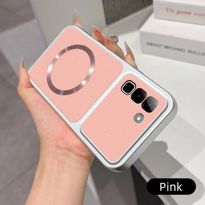 For Infinix Hot 70 4G Lambskin Series Magnetic Skin Feel Phone Case(Pink)
