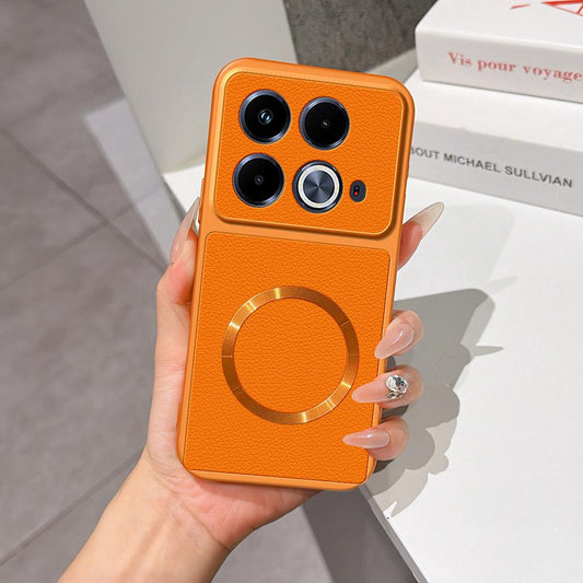 For Infinix Note 40 4G Lambskin Series Magnetic Skin Feel Phone Case(Orange)