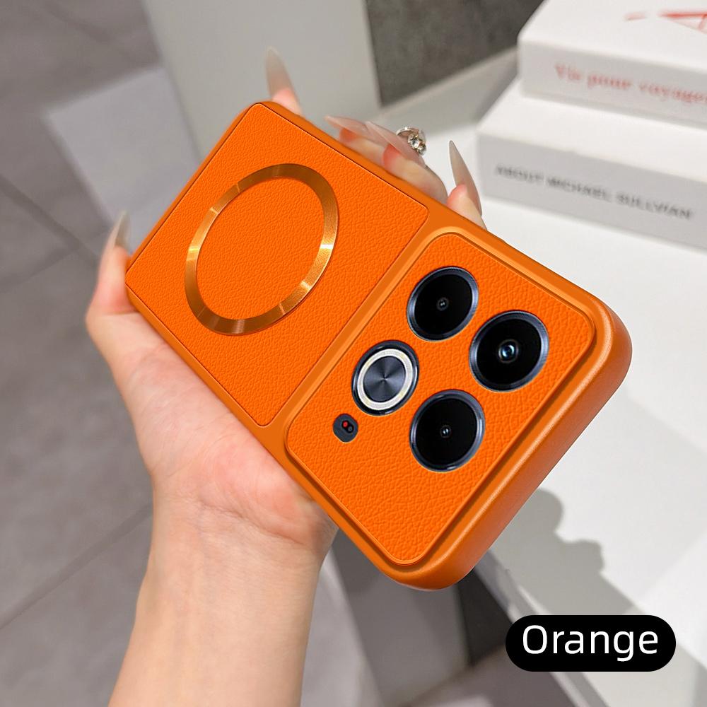 For Infinix Note 40 4G Lambskin Series Magnetic Skin Feel Phone Case(Orange)