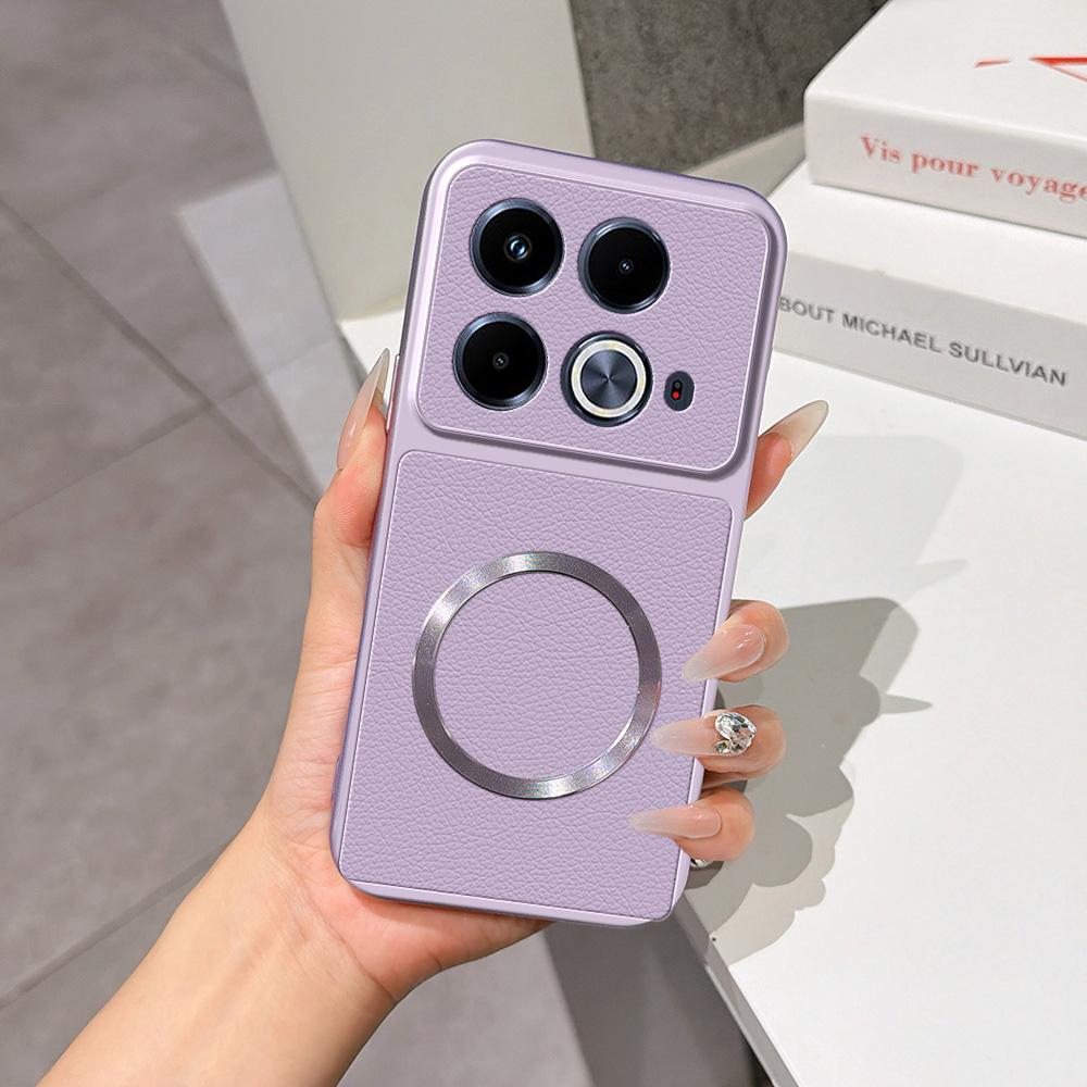 For Infinix Note 40 4G Lambskin Series Magnetic Skin Feel Phone Case(Purple)