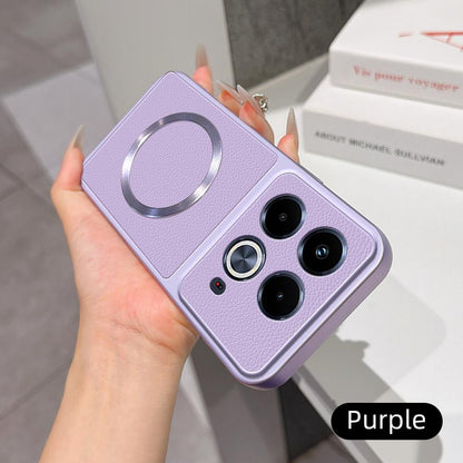 For Infinix Note 40 4G Lambskin Series Magnetic Skin Feel Phone Case(Purple)