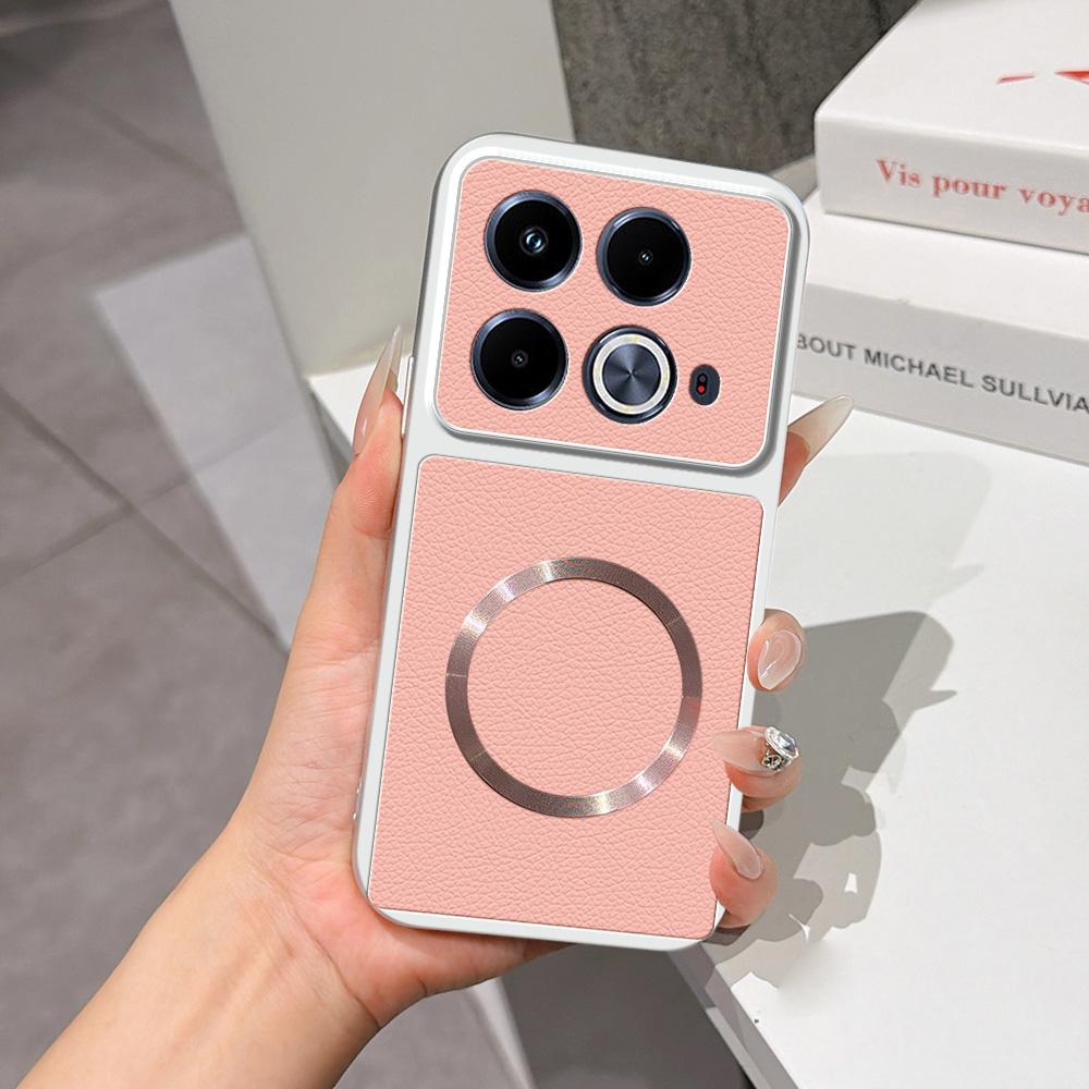 For Infinix Note 40 4G Lambskin Series Magnetic Skin Feel Phone Case(Pink)