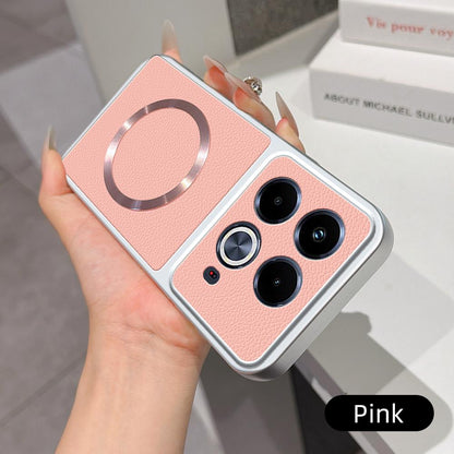 For Infinix Note 40 4G Lambskin Series Magnetic Skin Feel Phone Case(Pink)