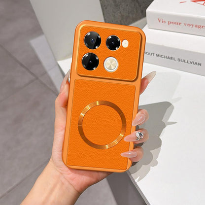 For Infinix Note 40 Pro 4G Lambskin Series Magnetic Skin Feel Phone Case(Orange)