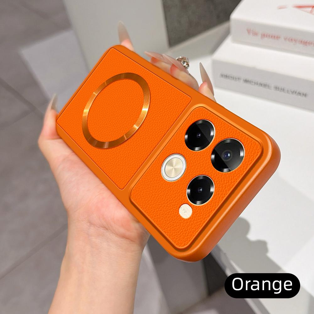 For Infinix Note 40 Pro 4G Lambskin Series Magnetic Skin Feel Phone Case(Orange)