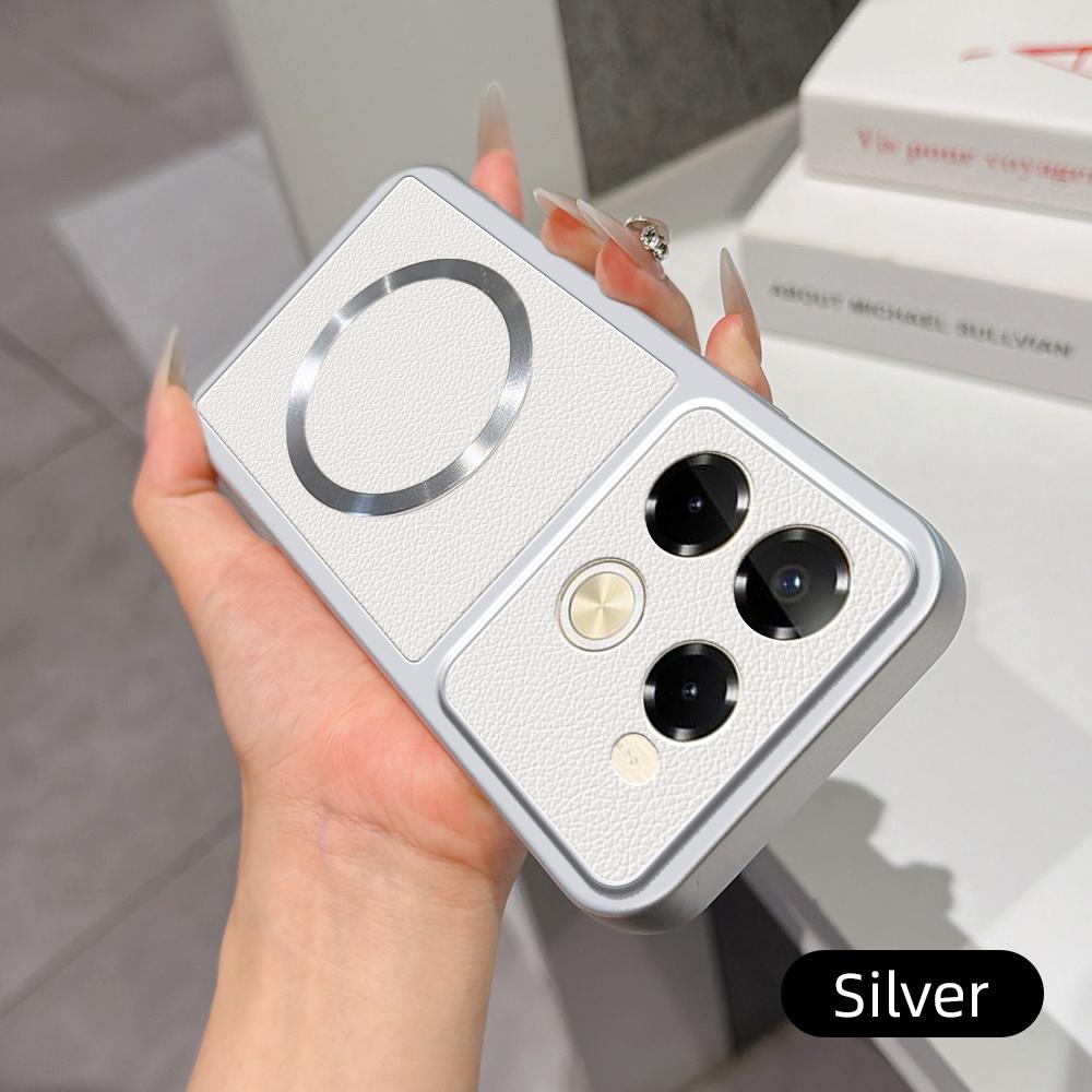 For Infinix Note 40 Pro 4G Lambskin Series Magnetic Skin Feel Phone Case(Silver)