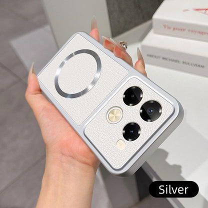 For Infinix Note 40 Pro 4G Lambskin Series Magnetic Skin Feel Phone Case(Silver)