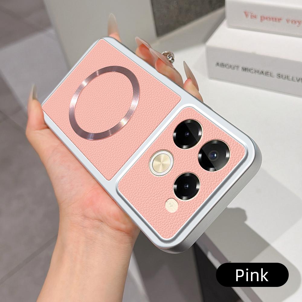 For Infinix Note 40 Pro 4G Lambskin Series Magnetic Skin Feel Phone Case(Pink)