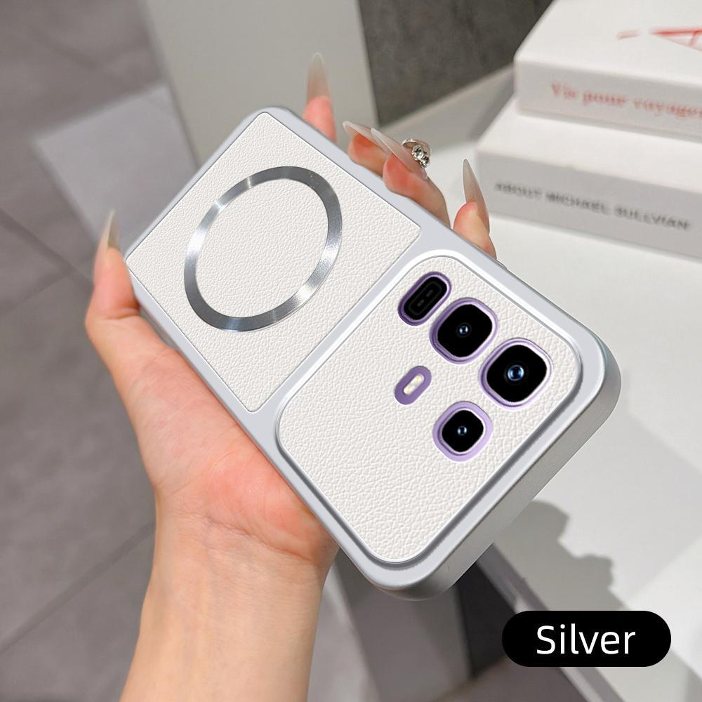 For Infinix Note 50 Pro 4G Lambskin Series Magnetic Skin Feel Phone Case(Silver)