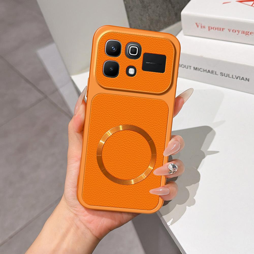 For Infinix Note 60 5G Lambskin Series Magnetic Skin Feel Phone Case(Orange)