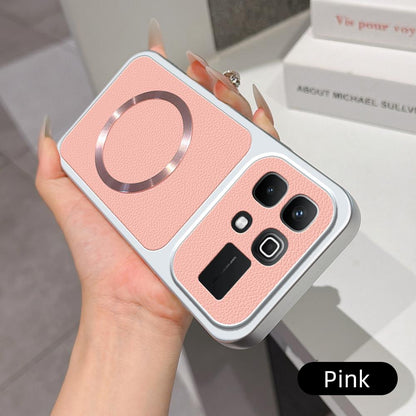 For Infinix Note 60 5G Lambskin Series Magnetic Skin Feel Phone Case(Pink)