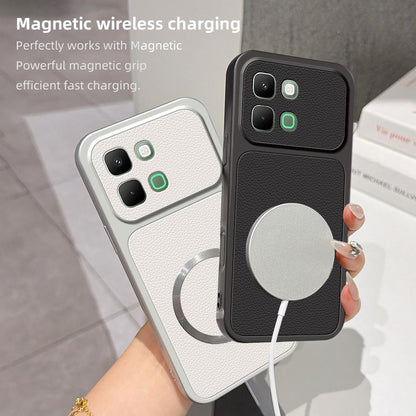 For Infinix Note Edge 5G Lambskin Series Magnetic Skin Feel Phone Case(Silver)
